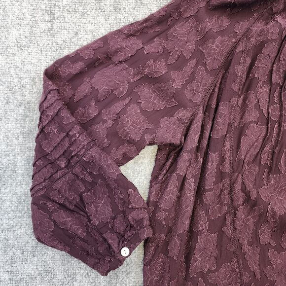 J Jill Top Womens Medium Purple Ventana Jacquard Popover Blouse Casual Boho Chic - Picture 8 of 15